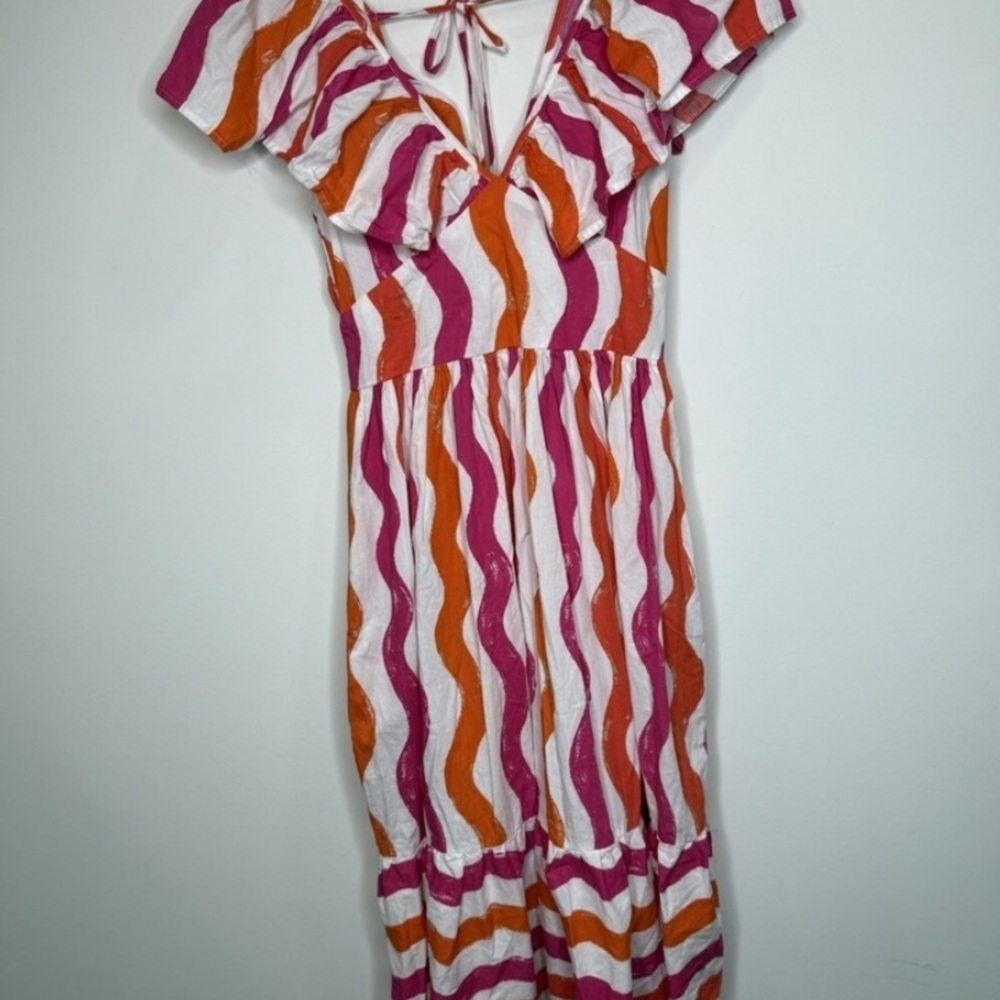 Flying Tomato Midi Dress Small Tiered Maxi Over The Hills Poplin Coastal Cottage - Picture 3 of 7